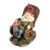 Solar Red Bird Rocking Chair Gnome - Outdoor Garden Decor with Solar Panel for Energy Efficiency