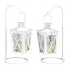 Vintage White Railroad Candle Lanterns - Rustic Home Decor Accent