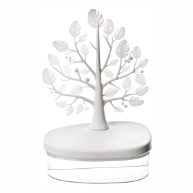 1pc Creative Tree Jewelry Storage Box - Desktop Cosmetics Display Box, Dustproof Plastic Storage Container For Jewelry, Small Items And Cosmetics, Mul (Color: White)