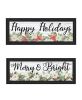 Trendy Decor 4U "Merry & Bright Holiday; Happy Holidays to YOU" Framed Wall Art for Living Room, Wall Art Print for Home Decor