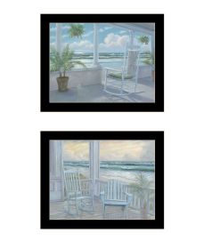 Trendy Decor 4U "Coastal Porch Relaxing" Framed Wall Art for Living Room, Wall Art Print for Home Decor, Bedroom Wall Art by Georgia Janisse (Color: as Pic)