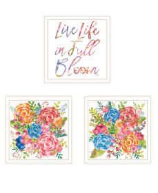 Trendy Decor 4U "Live Life in FULL Bloom!" Framed Wall Art for Living Room, Wall Art Print for Home Decor, Bedroom Wall Art by Heidi Kuntz (Color: as Pic)