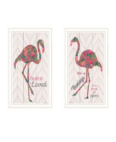 Trendy Decor 4U "Flamingo's - A matrix colors!" Framed Wall Art for Living Room, Wall Art Print for Home Decor, Bedroom Wall Art by Cindy Jacobs (Color: as Pic)