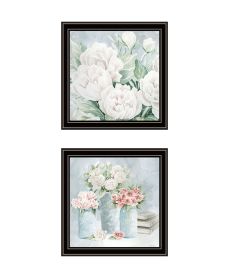 Trendy Decor 4U "Peaceful Pastel Peonies" Framed Wall Art for Living Room, Wall Art Print for Home Decor, Bedroom Wall Art by Cindy Jacobs (Color: as Pic)