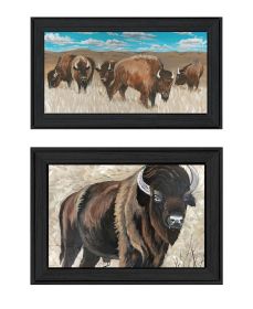 Trendy Decor 4U "The Boss of the Bison Herd" Framed Wall Art for Living Room, Wall Art Print for Home Decor, Bedroom Wall Art by Cindy Jacobs (Color: as Pic)