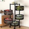 1pc rotatable multi-layer round storage rack, round floor-standing multi-layer rotatable vegetable basket storage rack, sundries and fruits