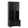 Tall and Wide Bathroom Floor Storage Cabinet, Bathroom Storage Unit, Freestanding Cabinet with 4 Doors, Adjustable Shelves, Open multi-layer Shelves