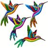 1pc/4pcs, Metal Hummingbird Wall Art Decor, Metal Colorful Birds 3D Outdoor Sculpture, Iron Outdoor Hanging Decor Ornaments