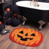 Halloween Pumpkin Bath Rug Non-Slip Absorbent Washable Knitted Polyester Entryway Mat - Cozy Oval Indoor Welcome Rug - Low Profile Door Carpet For Liv