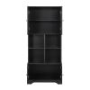 Tall and Wide Bathroom Floor Storage Cabinet, Bathroom Storage Unit, Freestanding Cabinet with 4 Doors, Adjustable Shelves, Open multi-layer Shelves