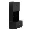 Tall and Wide Bathroom Floor Storage Cabinet, Bathroom Storage Unit, Freestanding Cabinet with 4 Doors, Adjustable Shelves, Open multi-layer Shelves