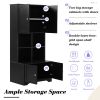 Tall and Wide Bathroom Floor Storage Cabinet, Bathroom Storage Unit, Freestanding Cabinet with 4 Doors, Adjustable Shelves, Open multi-layer Shelves