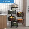 1pc rotatable multi-layer round storage rack, round floor-standing multi-layer rotatable vegetable basket storage rack, sundries and fruits